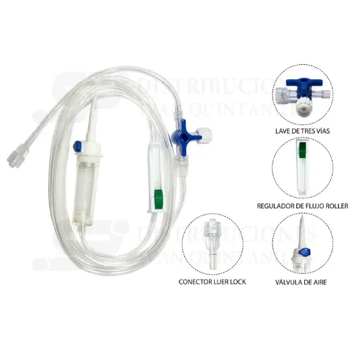 EQUIPO VENOCLISIS CON LLAVES DE TRES VÍAS