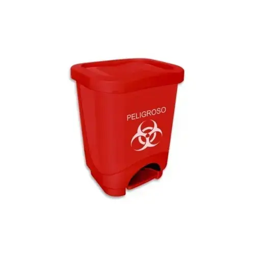 TACHO DE DESECHOS PELIGROSOS ROJO 24 LITROS
